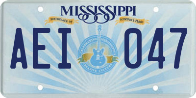 MS license plate AEI047