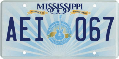 MS license plate AEI067