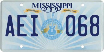 MS license plate AEI068