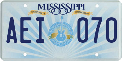 MS license plate AEI070