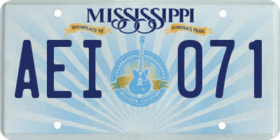 MS license plate AEI071