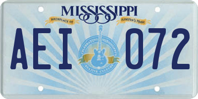 MS license plate AEI072