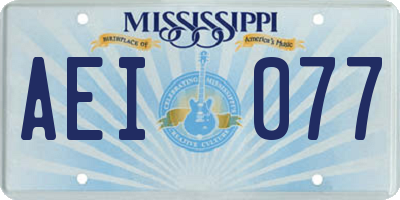 MS license plate AEI077