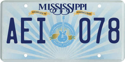 MS license plate AEI078