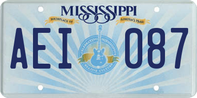 MS license plate AEI087