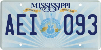 MS license plate AEI093