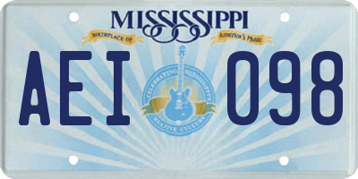 MS license plate AEI098
