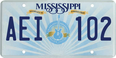 MS license plate AEI102