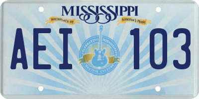 MS license plate AEI103