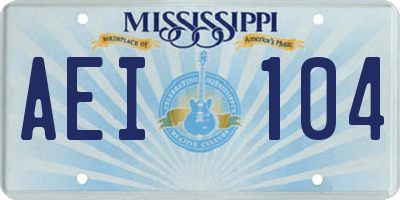 MS license plate AEI104