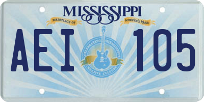 MS license plate AEI105