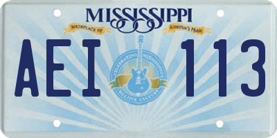 MS license plate AEI113