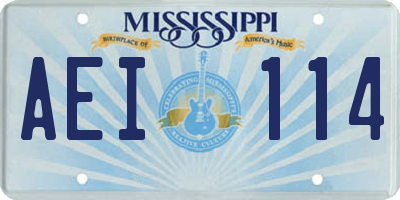 MS license plate AEI114