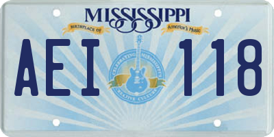 MS license plate AEI118