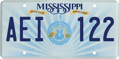 MS license plate AEI122