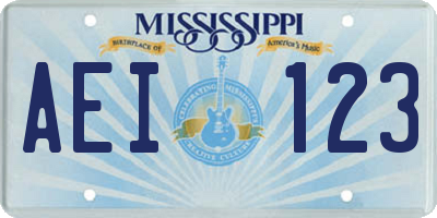 MS license plate AEI123