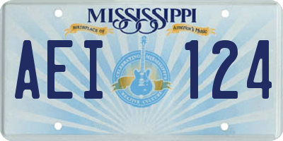 MS license plate AEI124