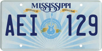MS license plate AEI129