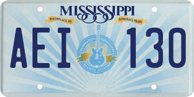 MS license plate AEI130