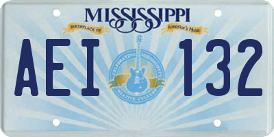 MS license plate AEI132