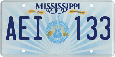 MS license plate AEI133