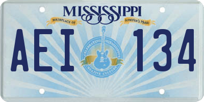 MS license plate AEI134