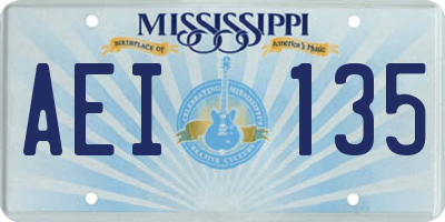 MS license plate AEI135