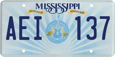 MS license plate AEI137