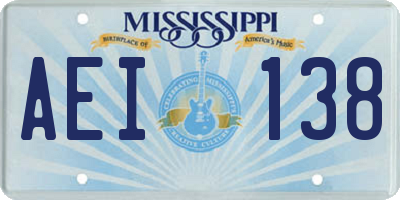 MS license plate AEI138