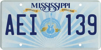 MS license plate AEI139