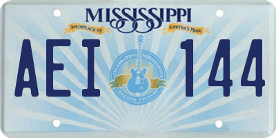 MS license plate AEI144