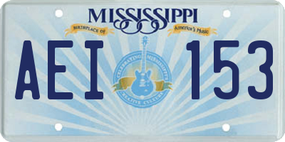 MS license plate AEI153