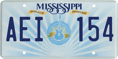 MS license plate AEI154