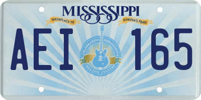 MS license plate AEI165