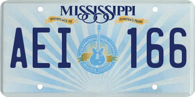 MS license plate AEI166