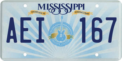 MS license plate AEI167