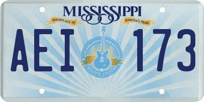 MS license plate AEI173