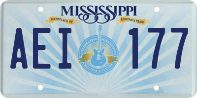 MS license plate AEI177