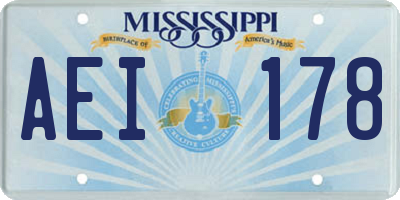 MS license plate AEI178
