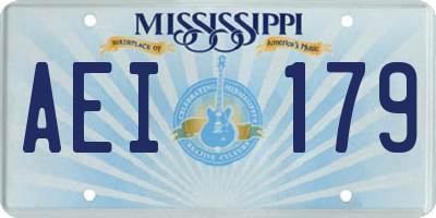 MS license plate AEI179