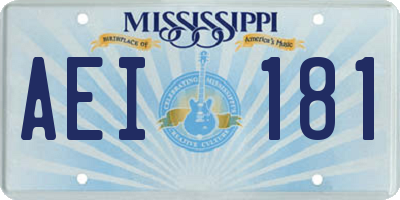 MS license plate AEI181