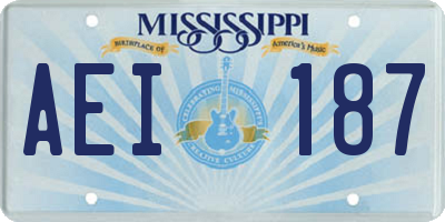MS license plate AEI187
