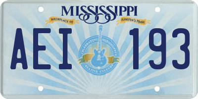 MS license plate AEI193