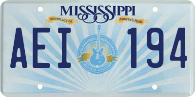 MS license plate AEI194
