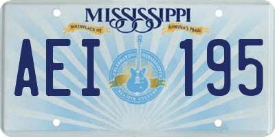 MS license plate AEI195