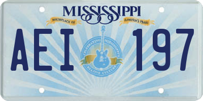 MS license plate AEI197
