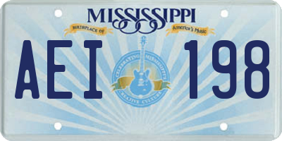 MS license plate AEI198