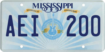 MS license plate AEI200