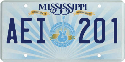 MS license plate AEI201
