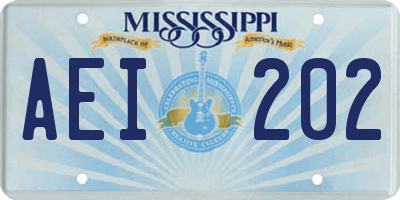 MS license plate AEI202